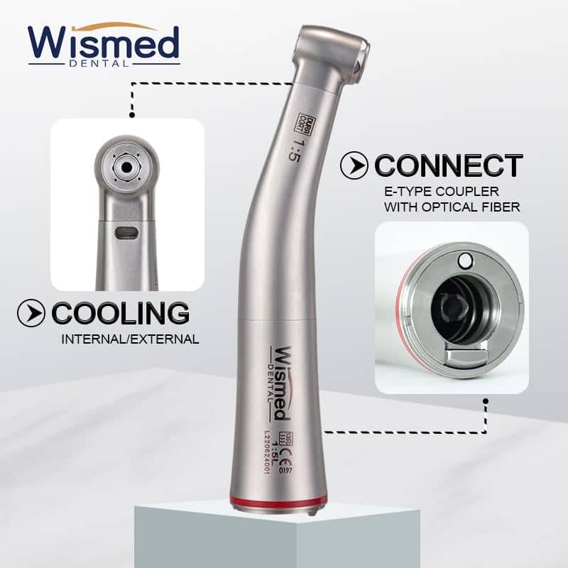 Contre angle bague rouge fibré led + irrigation interne