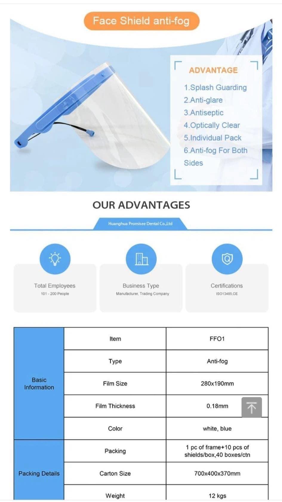 Visière avec 10 recharges